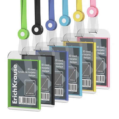 Бейдж вертикальный 54х85 мм, ErichKrause акриловый, с силиконовой лентой, цвет в ассортименте [ЕК62093]