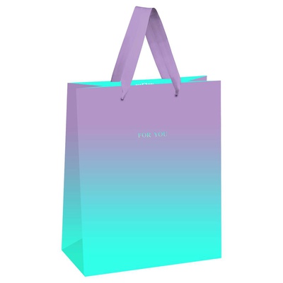 Пакет подарочный 18*23*10см MESHU "Duotone. Turquoise-Lilac gradient", отд. фольгой, матовая ламинация, MS_51891