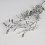 Цветы искусственные блеск "Цветущая ветвь" 30 см, серебро 3543956