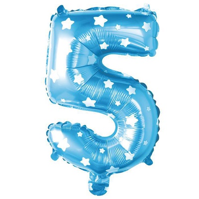Шар воздушный фольгированный "Цифра 5, 32", цвет голубой, звезды [2769701]
