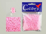 Стеклянный бисер Colibry 20г прозрачный с цветным стержнем (светло-розовый) (45)