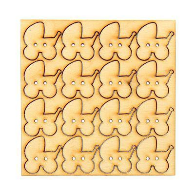 Пуговицы для творчества "Коляска", набор 16 шт. (дерево)