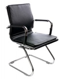 Кресло CH-993-Low-V/black (черное иск.кожа,низкая спинка на полозьях хром )