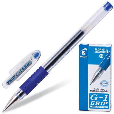 Ручка гелевая 0,5мм синяя PILOT "G-1 GRIP" BLGP-G1-5, с резиновым грипом, [140200]