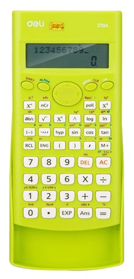 Калькулятор инженерный DELI E1710A/GRN 10+2-разрядный, 240 функций, двустрочный зеленый 88x23x165мм, 242907/1187635