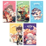 Блокнот А7 48л. на склейке, клетка BG "Cute anime", мелованный картон [Б7cк48 12764]