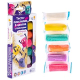 Тесто-пластилин Genio Kids  6 цв.*30г с блестками, картонная коробка, европодвес, 3+  ТА1091