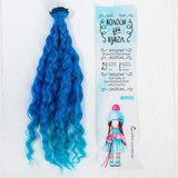 Волосы - тресс для кукол "Волны" длина волос 25 см, ширина 100 см, №LSA039 3588562 ( голубой, синий )