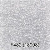 Бисер стеклянный GAMMA 50гр прозрачный металлик, белый, круглый 10/*2,3мм, 1-й сорт Чехия, F482 (18908)