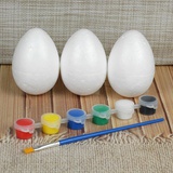 Набор яиц из пенопласта под раскраску 3 шт, размер 1 шт 6*8 см, краски 6 шт по 3 мл, кисть 3991280