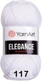 Пряжа YarnArt Elegance 50г/130м (88% хлопок, 12% металлик) 117 белый