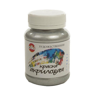 Акрил художественный 100мл Olki, Металлик серебряная (имитация)  ОЛ.3329