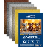 Фоамиран глиттерный 2мм А4 deVENTE. Hobby Creative, 5л., 5цветов, с блестками, Металлические цвета,  пластиковый пакет с европодвесом, 8112412