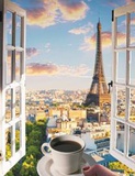 Картина по номерам 40х50см Крепкий кофе с видом на Эйфелеву башню VA-3477 (сложность ***)
