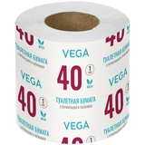 Бумага туалетная 1 слойная 40м, Vega, белая, с перфорацией, , на втулке, соответствует ГОСТ Р 52354-2005