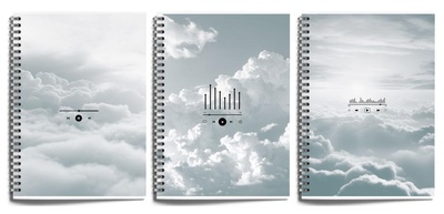 Тетрадь A4 80 л, клетка, на гребне, LOREX SOUND IN CLOUDS офсет, мелованный картон, soft touch, запечатка форзаца 259964