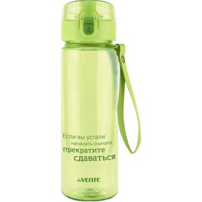 Бутылка для воды, (пластик) 560 мл, deVENTE. Не сдавайся!, 23,7х6,5х6,5 см, салатовая, с диффузором, с текстильной петлей, 8090345