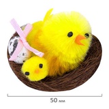 Декорация пасхальная 5 см "Птенцы в гнезде",  1 штука, полиэстер, ЗОЛОТАЯ СКАЗКА, 592631