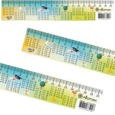 Закладка с линейкой 20см Attomex "Таблица умножения", гибкая, полипропилен 48микрон, с дизайном, с индивидуальной маркировкой,  5091622