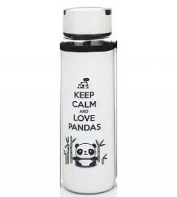 Бутылка для воды, в чехле, (стекло) 500 мл, Милая панда, УД-6423