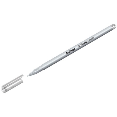 Ручка гелевая 0,8мм серебро металлик Berlingo "Brilliant Metallic", прорезиненый корпус  CGp_40010
