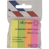 Закладки  самоклеящиеся, 50*12 мм, 4 цв.*80 л., Attomex, цветная бумага, неон, в блистере, 2011701