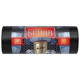 Мешки для мусора 180л. 10 шт./ рулон 60мкм ПНД, 90 х110см, тип дна прямой, черные,"БРОНЯ", ВР-0011Н