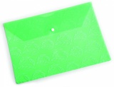 Папка на кнопке А4 прозрачная зеленая Листочки 180мкм Бюро,  [PK810GRN]