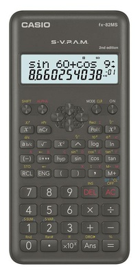 Калькулятор инженерный CASIO FX-82MS-2-W-ET-D, 240 функции, 10-разрядный, батарея ААА, черный, 1140738