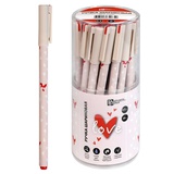 Ручка шариковая 0,5мм синяя Сердечко на бежевом, металлический наконечник, корпус розовый, АБС-пластик с добавлением САН-пластика, софт-тач, 71667