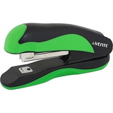 Степлер №10  deVENTE MonoChrome (мощность 12 листов, глубина скрепления 45 мм), пластиковый с каучуковой вставкой, черный с неоновым зеленым,  в картонной коробке, 4142001