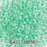 Бисер стеклянный GAMMA 5гр кристально-прозрачный с цветным отверстием, блестящий, светло-зеленый, круглый 10/*2,3мм, 1-й сорт Чехия, Е431 (38656)