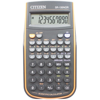 Калькулятор инженерный CITIZEN SR-135NOR, 10 разр., 128 функц., пит. от батарейки, 78*153*12мм, оранж., 135671