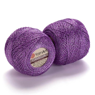 Пряжа Yarnart Camellia 50г/450м (91% полиэстер, 9% металлик), фиолетовый 414