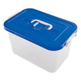 Ящик для хранения универсальный 10л, (в190*ш355*г235см),пластик,крышка с ручкой,на защел,син,4381000