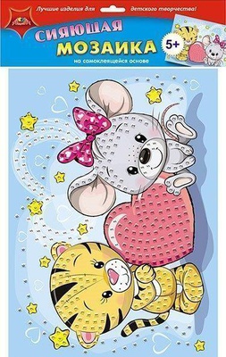 Набор для творчества мозаика на самоклеящейся основе сияющая Апплика "Милашки", A3, 3+ [С2258-22]