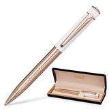 Ручка шариковая подарочная поворотная GALANT "Mont Pelerin", корпус золотистый/белый, золотистые детали, синяя, 141661
