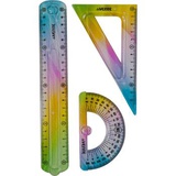 Набор геометрический deVENTE. Rainbow Flex, малый, 3 предмета, (линейка 20 см, угольник 30°/60°/90°, транспортир), полупрозрачный радужный, в пластиковом блистере, 5092200