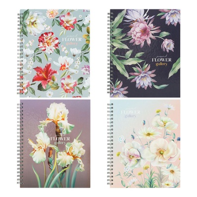 Тетрадь 80л. клетка на гребне BG "Flower gallery", глянцевая ламинация, твердая обложка, ТТ5гр80_лг 12753