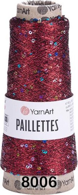 Пряжа YarnArt PAILLETTES  50г/800м (75% металлизированный полиэстер, 25% пайетки), вишня 8006
