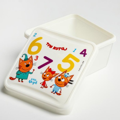 Ланч-бокс (пластик) детский 450 мл, Три кота "Обучайка", (квадратный), 4097664