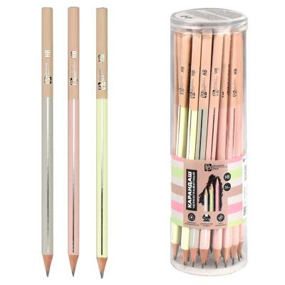 Карандаш чернографитный HB "Минимализм", трехгранный корпус, заточенный, дерево, без ластика, 67809