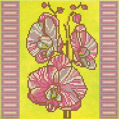 Канва/натур.худож.холст (бисер) 20х20см Орхидеи Абрис АРТ,  [АС-034]