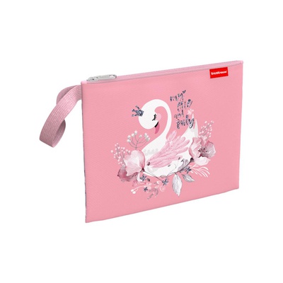 Папка для тетрадей 1 отделение А5+, ErichKrause® Swan Princess, текстильная, на молнии, [ЕК52678]