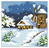 Картина 15х15см, Домик в снегу   [АЖ-408]