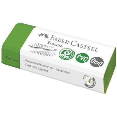 Резинка стирательная Faber-Castell "Erasure" PVC-Free & Dust-Free, 63*22*13мм, прямоугольный, светло-зеленый, картонный футляр [187250]