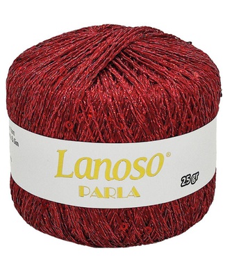Пряжа Lanoso PARLA 25г/217м (75% люрекс 25% пайетки),  винный с цветными пайетками, 5656