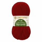 Пряжа ПЕХ Народная 100г/220м (30% шерсть+ 70% акрил высокообъемный) вишня, [272]