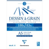 Скетчбук А5 30л. на склейке Clairefontaine "Dessin a grain", мелкозернистая, 180г/м2, рисовальная бумага, [96626С]