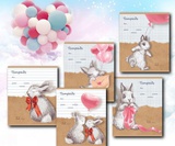 Тетрадь 12 л. клетка на скобе "Ушастый подарок", мелованный картон, выборочный УФ-лак [015274]